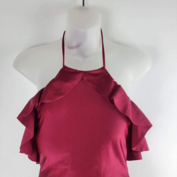 NEW Shoshanna Swimwear Syrah Ruffle Halter 1 Piece Red Size 4 - Picture 3 of 9